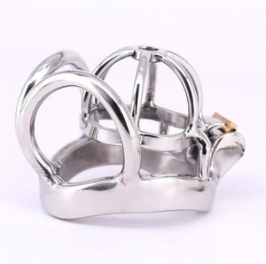 Stainless Steel Male Chastity Cage Short Metal Cockring Curved Testicle Restraints Gear Device Balls Locking Penis Ring229S5027814