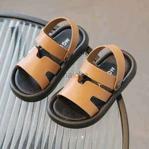 Slipper barn läder sport sandaler småbarn pojkar tofflor strandskor barn spädbarn öppen tå casual sportskor 3-6y sandalier sommar 2448