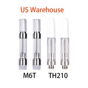 USA Warehouse M6T Th205 Glass Tank Oil Carts Atomizers Ceramic Coil Cartridges Empty Tank fit 510 Thread Battery for Thick Oil Atomizer Fast Shipping