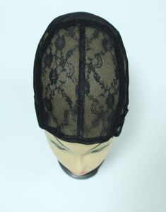 5pcs Black Color Wig Full Cap Net Eviosh Base Caps для заставления париков безрезультатно регулируемый ремешок на Back3375000