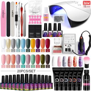 Dresses Professional Nail Set Poly Nail Gel for Quick Extension Kit Gel Nail Polish Electric Nail Drill Hine with 36w Uv Led Lamp Set