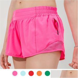 Kvinnor Tracksuits Lu-16 Summer Track That 2,5-tums ty shorts Lossa andningsbar snabb torkning av sportyogbyxor kjol mångsidig avslappnad si otu5m