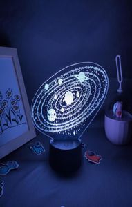 Nocne światła Układ słoneczny Nine planety lampa lampa wszechświata 3D LED RGB prezent urodzinowy dla znajomych do sypialni stolik Dekor3289198