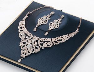 new Crystal Bridal Jewelry Set silver plated necklace diamond earrings Wedding jewelry set for bride Bridesmaids women Bridal Acce5552464