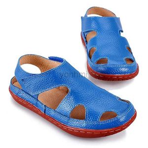 Slipper summer Kids leather sandals Children genuine leather sandals boy beach shoes kids cloesd toe toddler shoes girls sandals 240408