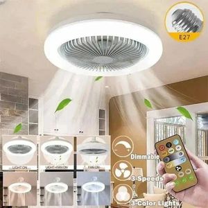 Światło wentylatora sufitowego z pilotem Control E27 Base Lampa LED 3-biegowa Smart Silent Fan do sypialni salon