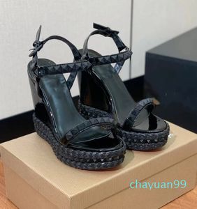 Summer Luxury Comfort Women Sandals Shoes Design High Heels Espadrille-inspired Braided Rope Wedge Ankle Strap Spikes Toe Party Dress Walking