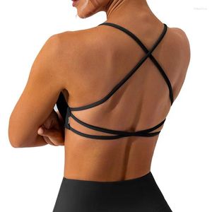 Yoga Outfit Fitness Sports Reggiseno per le donne Spingendo Solid Cross Back Running Gym Training Workout Femme imbottito di colture di biancheria intima femmina