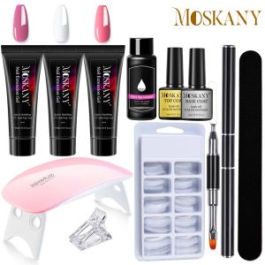 Kits Nail Art Art Acrylic UV Extensão UNIG GEL KIT PARA RÁPIDO DE MANICURA DE MANICURE DE GELO DE GELO DE CONSTRUÇÃO com lâmpada de lâmpada LED Tiras de esfregar areia