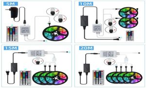 LED LED Lampka RGB 5050 Wodoodporna IP56 Elastyczna taśma Dioda Wstążka IR Lampa IR do dekoracji pomieszczenia 5M 10M 15M Pełny zestaw DC12V7269028