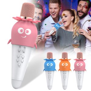 Mikrofonlar Mikrofon Çocuk Hediyeleri Hoparlör ile Bluetooth Akıllı Aksesuar Kablosuz Karaoke Mic Hafif Handheld Toptan Taşınabilir