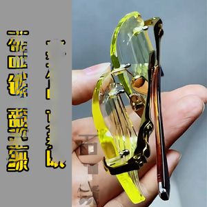 2024 new Natural crystal glasses stone reading glasses bamboo leaf green imperial green reading glasses for the elderly high definition goggles