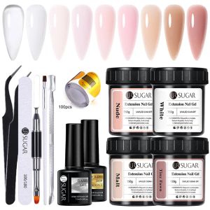 Zestawy Ur cukier 150G Szybkie przedłużanie Zestaw żelowy Mleczne galaretki White Nude Fast Extenflage Camuflage Hard Gel Lakier Narzędzie Manicure Zestaw Manicure