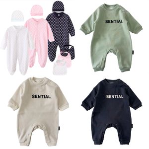 Spädbarnsdesigner kläder nyfödda barn rompers baby pojkar flickor modedesigner tryck lyx ren bomull långärmad jumpsuit