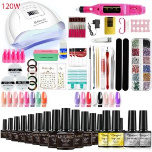 Kits Limegirl Professional Manicure Kit Nail Gel Kit med 120W/54W UV -nagelkonstlampan lämplig för all torkgel nagellack manikyr