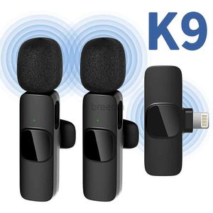 Mikrofone K9 Wireless Lavalier Mikrofon Tragbares Audio-Video-Aufnahme Mini-Mikrofon für iPhone/Typ-C Live Broadcast Gaming Phone Mic 240408