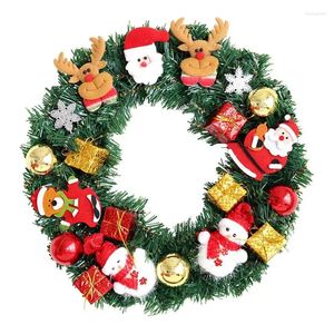 Flores decorativas corajas de neve grinaldas para a porta da frente rena Santa Claus Garland 40 cm de grinaldora da parede varanda de desenho animado cabide