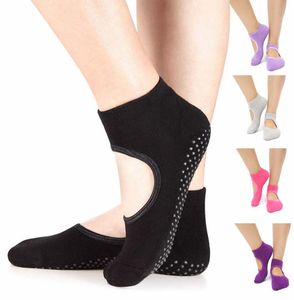 Yoga Socks Toeless Non Slip Skid Pilates Ballet Barre Dance Sports Fitness Exercise Socks with Grips for Women Girls4382627