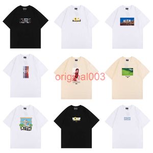 2024 Nya Kith-skjortor Tokyo Shibuya T-skjorta Män kvinnor Högkvalitativa Street View Trycktröjor Tee Tops Rose Omoroccan Tile Tees T-shirt