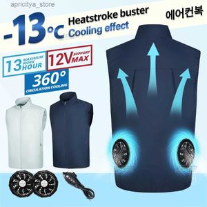 Outdoor Jackets Hoodies 2024 Cool Vest Wearable Cooling Fan Vest Air-conditioned Clothes Hiking Cooling 13 Hours for High Temperature Work Fishing Vest L48