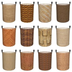 Laundry Bags Braided Rattan Wood Wicker Oxford Cloth Baskets Dirty Clothes Sundries Storage Basket Home Organizer Waterproof Hamper