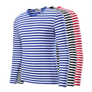 Мужская футболка для мужской одежды женская футболка Harajuku Slim Fit Cotton Stripe рубашка с длинным рукавом плюс модные футболки Top240402