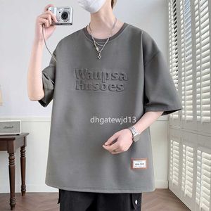 Kort ärm Mens 2024 Summer New Steel Stamp Fashionable Round Neck mångsidig ungdom Kort ärm T-shirt Trendiga varumärke mångsidiga kläder plus storlek T-shirt 6xl 7xl