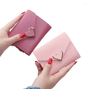 Wallets Fashion Short Women PU Leather Heart Hasp Wallet Small Trend Coin Purse Ladies Card Holder