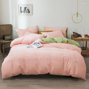 Bedding Sets 2024 Felas de camas de quatro peças de algodão de quatro peças e padrão de lua Plain Light Luxury Models Denim Pink Green