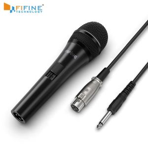 Stand Fifine Dynamic 1/4 '' Connection Vocal Microphone for Speaker Family Karaoke Small Stage com On/Off Switch K6