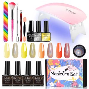 Kits Nagelkunst Acryl -Set UV LED Lamptrockner mit Nagellack Poliser Set Soak Manicure Werkzeug Set Nagelkunst Laserpulver Glitter Nagelkunst