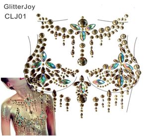 CLJ01 1Pc Big Unique Chest Bling Rhinestone Gem Cluster Self Adhesive Stick On Jewels Fiesta or Carnival Body Decor6910605