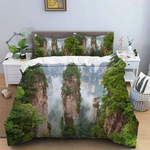 Zestawy pościeli Naturalne scenerie Mountain 3D Bedspread kołdra Zestaw Nordic Bed za 150 180 kołdry pojedynczy podwójny