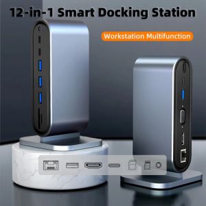 Printers 12 in 1 Type C Hub Usb 3.0 Dock Station Usb C to Hdtv 4k Hd Rj45 Pd100w Tf/sd Card Reader Splitter Docking Stations for Laptops