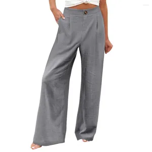Pantaloni da donna Donne gamba larga in alto in gamba con tasche per tasche per pantaloni di moda streetwear casuali