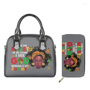 Evening Bags Black History Month Juneteenth 1865 Design Handbags 2pcs Set Casual Women Shoulder Bag Purse Portable Crossbody For Girls