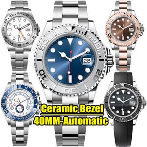 Mens Watch Designer Yüksek kaliteli 40mm Seramik Çember Otomatik Mekanik Hareket 904L Tam Paslanmaz Çelik Kauçuk Bantlı 30m Su Geçirmez Safir