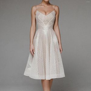 Casual Dresses Elegant Women's Cocktail Party Dress Sleeveless A Line Sundress Lace Appliques Wedding Boho Bridal klänningar