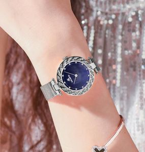 Deusa de diamante quartzo luminoso feminino relógio de cinto de malha desgaste de mulheres assistas de pulso Nature beleza simples duas mãos wristwat1455786