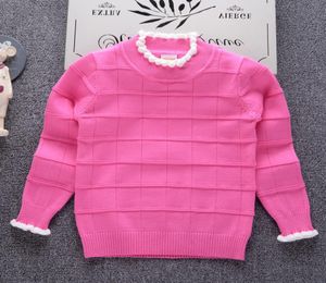 Dziewczyny Sweater Silny kolor Baby Pullover Plaid Ubrania dla dzieci 2018 Zima Nowe dzieci Princess Sweters School Clothing3687897