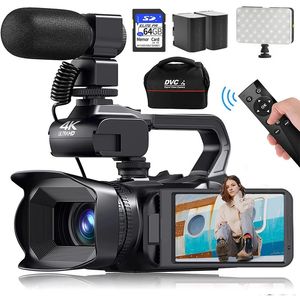 64MP Digital Video Camera 4K 60FPS Pography Vlog Camcorder For Live Stream Webcam 18X Zoom 4 Rotate Touch Screen 240407