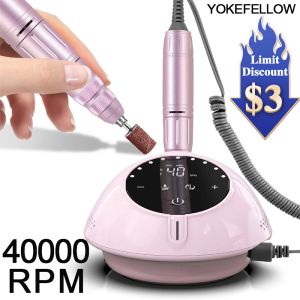 Öl 40000 U / min Nagelbohrer Hine mit HD Display Manicure Hine Neue Upgrade Elektrische Nagelfeile mit Cutter Nail Art Salon Tools