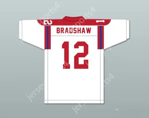 MENS Custom Terry Bradshaw 12 Woodlawn High School Knights White Football Jersey 2 S-6xl cuciti in alto
