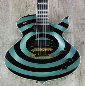 Wylde Audio Odin Grail Gangren Metallic Green W Black Bullseye E -Gitarre Ebony Fingerplatten Mop Großer Block inlay Little 2657976