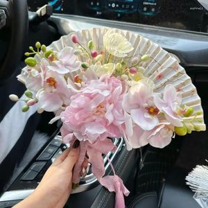 Decorative Figurines Bride Pography Props Folding Fabric Fan Elegant Party Personalized Hand Holding Flower DIY Ancient Wedding Boda Vintage