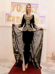 Algerian outfits Karakou prom Formal Dress Long Sleeve peplum Evening Gowns Velour Vintage Party Dress with Embroidery7312580