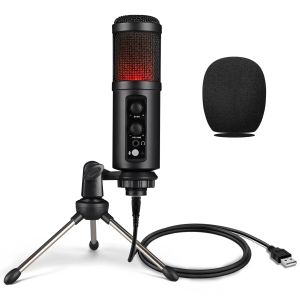 Microphones USB Condenser Recording Microphone for PC Laptop Recording Streaming Gaming Singing Echo Controlled Desktop Mic 850RGB