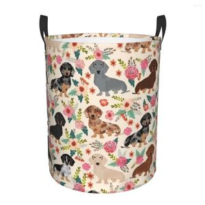 Tvättväskor doxie blommor Dachshund hämtar stor klädförvaringskorg korv hundälskare leksaker bin arrangör för pojke flicka