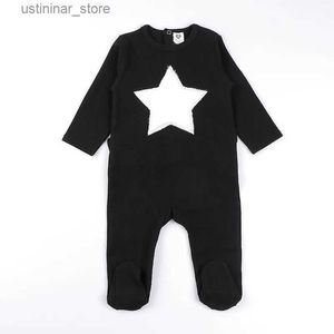 Rompers baby romper pajamas barn kläder långa ärmar barn klädhjärta stjärna baby övergripande ribbade pojke flickor kläder footies romper l47