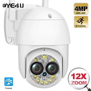 Kameror Yoosee 4MP WiFi IP -kamera PTZ Dual Lens 12x Zoom CCTV Video Surveillance Cameras Outdoor Auto Tracking Binocular Security Camera